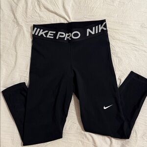 Nike Kids Black Leggings with White Logo